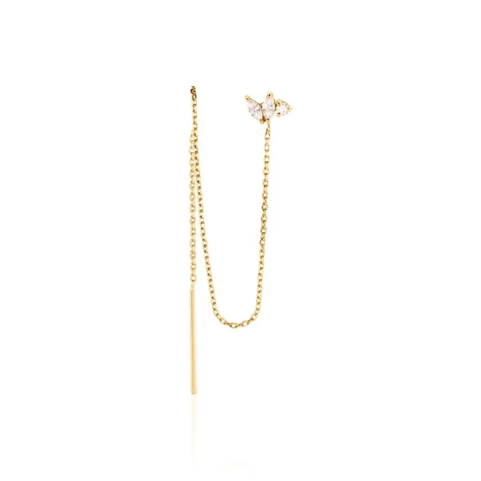 Bijou D'oreille Unitaire Jarvis Plaqué Or Jaune Oxyde De Zirconium