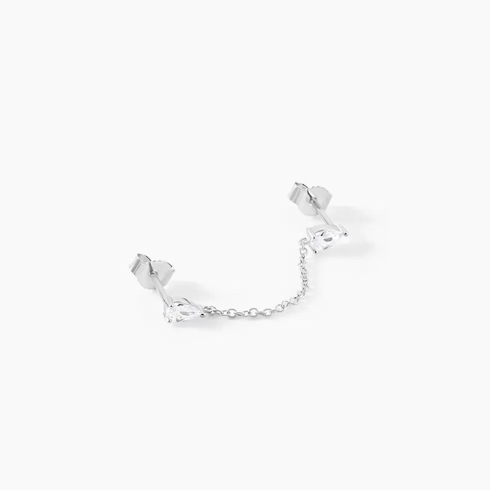 Bijou D'oreille Unitaire Kirstie Argent Blanc Oxyde De Zirconium
