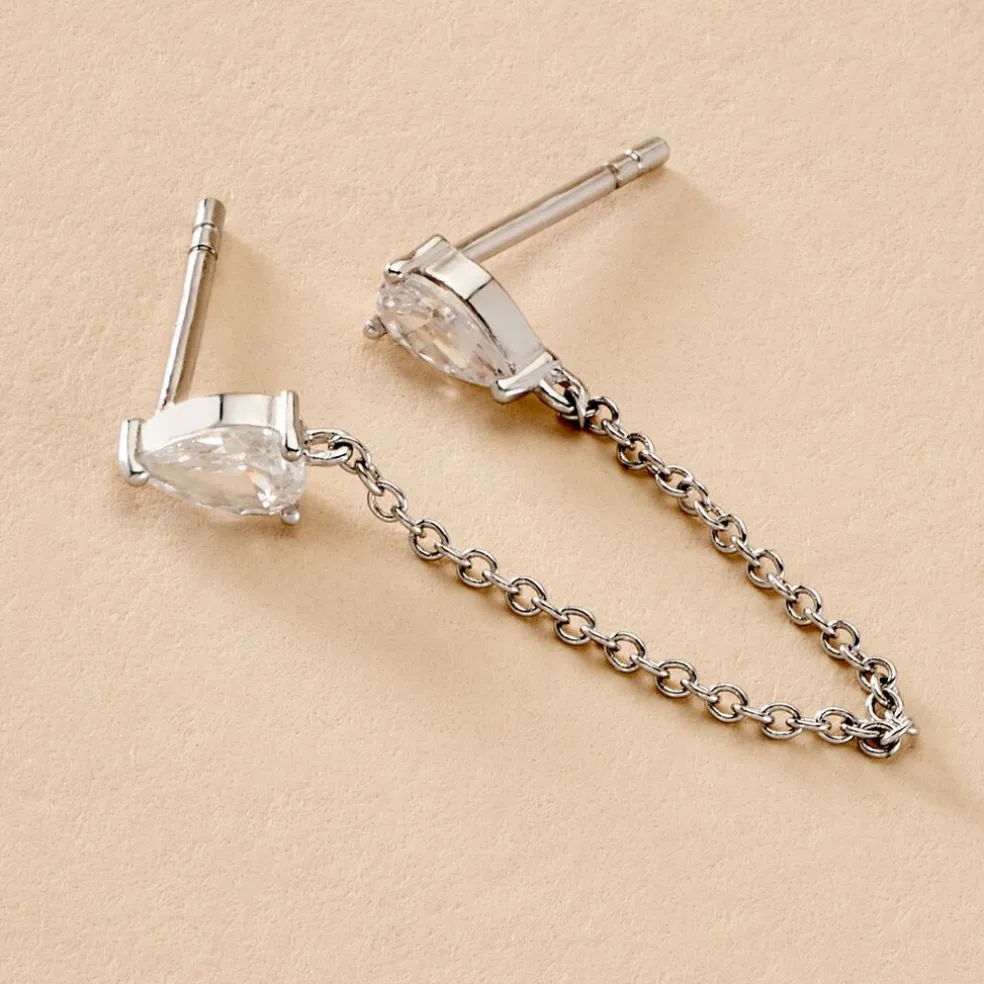 Bijou D'oreille Unitaire Kirstie Argent Blanc Oxyde De Zirconium