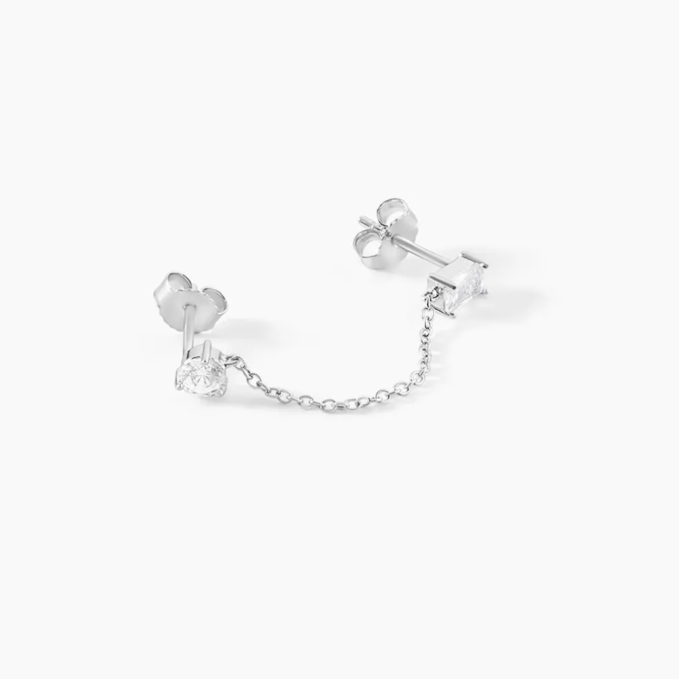 Bijou D'oreille Unitaire Kirstie Argent Blanc Oxyde De Zirconium