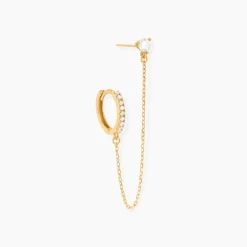 Bijou D'oreille Unitaire Mix And Match Or Jaune Oxyde De Zirconium