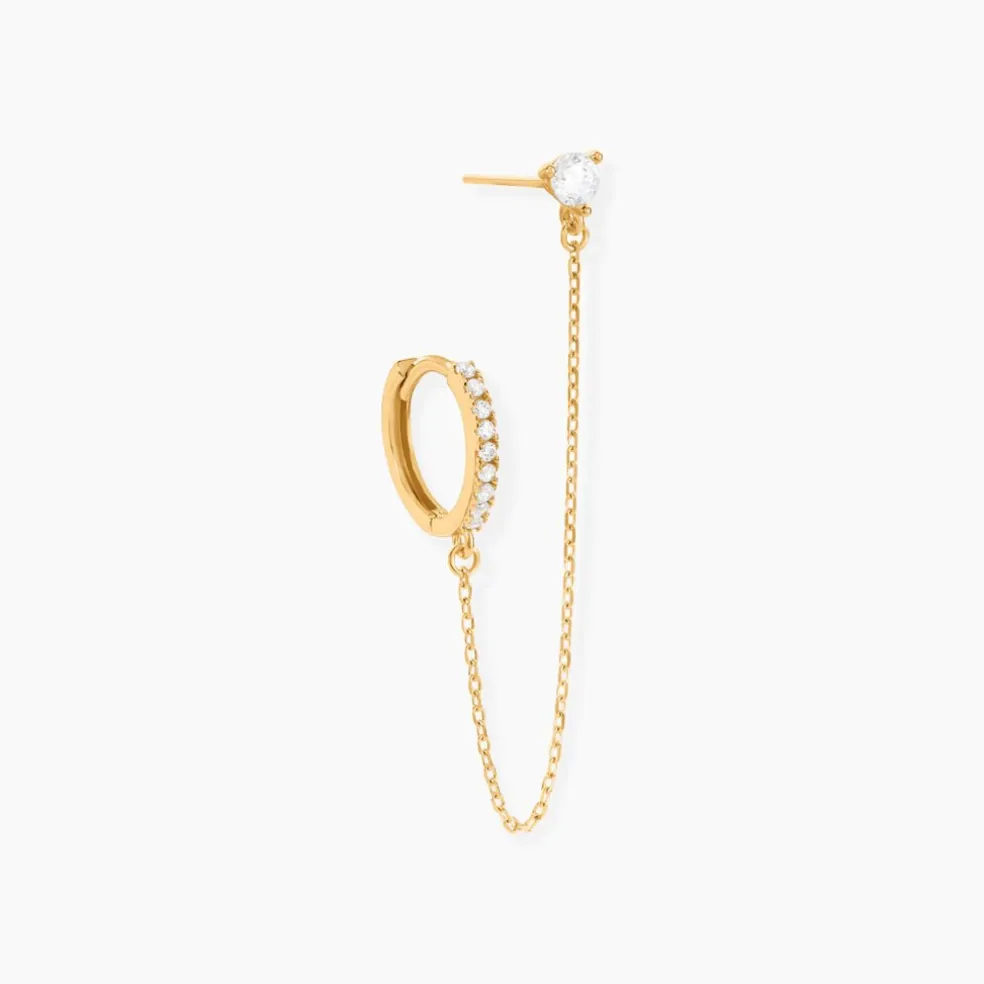 Bijou D'oreille Unitaire Mix And Match Or Jaune Oxyde De Zirconium