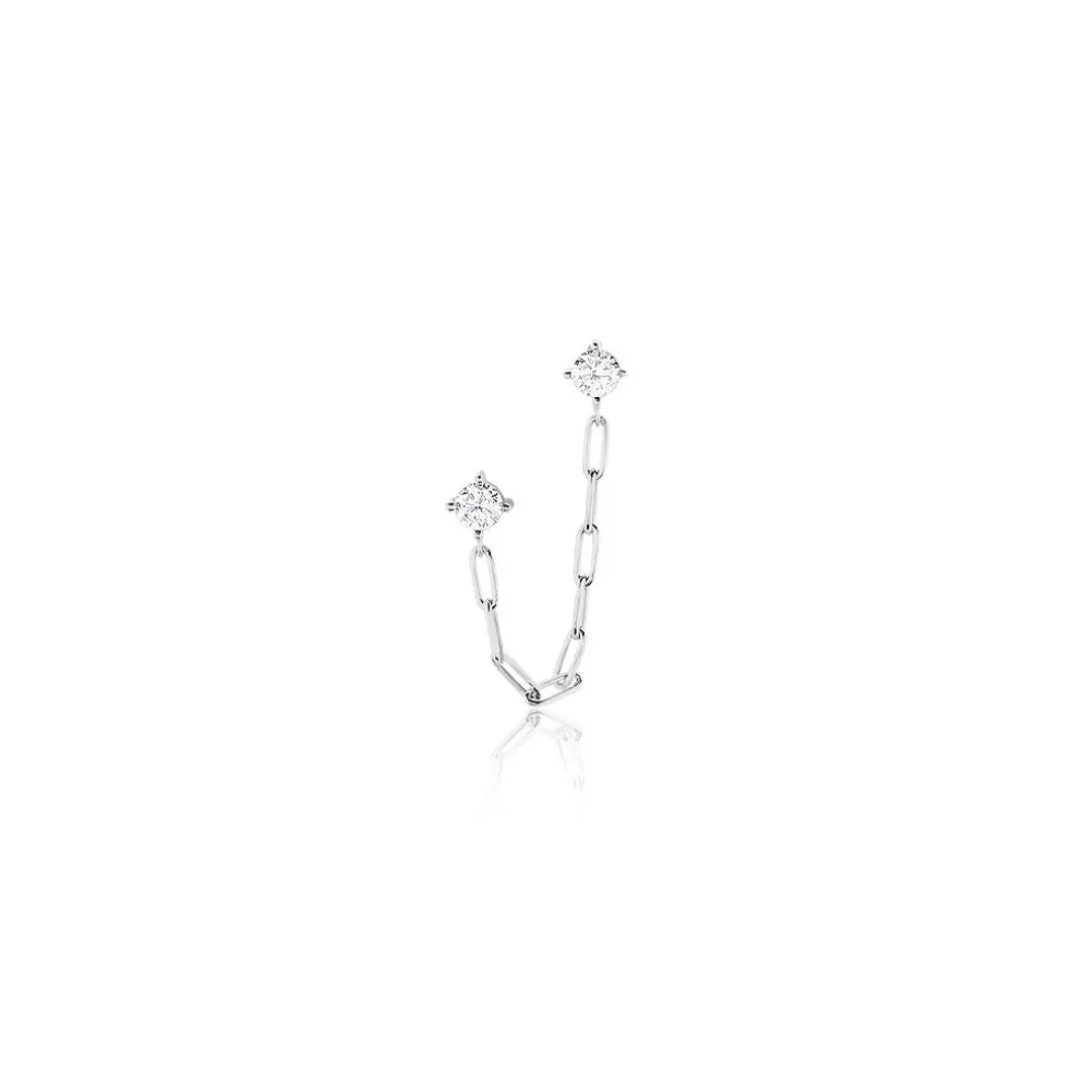 Bijou D'oreille Unitaire Nexus Argent Blanc Oxyde De Zirconium