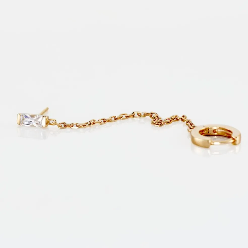 Bijou D'oreille Unitaire Plaqué Or Maverick Oxyde De Zirconium