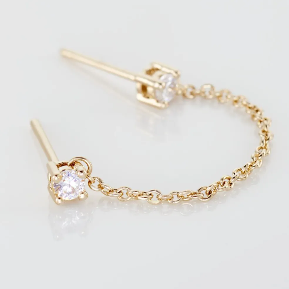 Bijou D'oreille Unitaire Pendante Plaqué Or Jaune Dofi Oxyde
