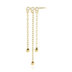 Bijou D'oreille Unitaire Plaqué Or Jaune Kolya Oxydes De Zirconium