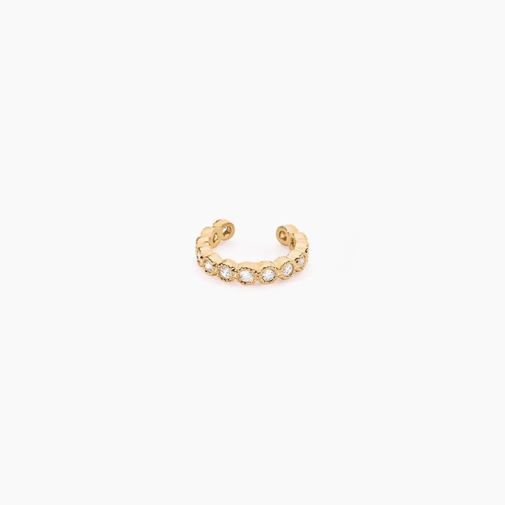 Bijou D'oreille Unitaire Silohe Plaqué Or Jaune Oxyde De Zirconium