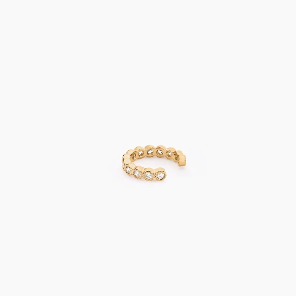 Bijou D'oreille Unitaire Silohe Plaqué Or Jaune Oxyde De Zirconium