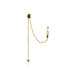 Bijou D'oreilles Angelica Plaque Or Jaune Oxyde Zirconium Labradorite