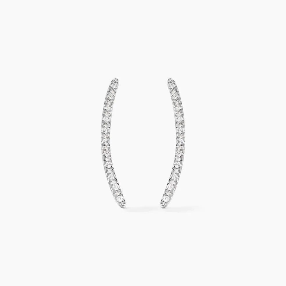 Bijoux D'oreilles Eleana Or Blanc Oxyde De Zirconium