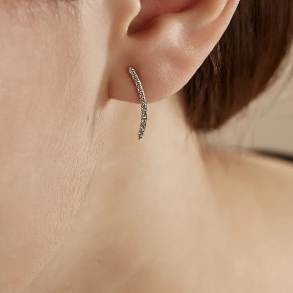 Bijoux D'oreilles Eleana Or Blanc Oxyde De Zirconium