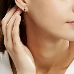 Bijoux D'oreilles Emotion Or Jaune Rubis Diamant