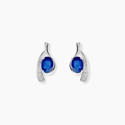 Bijoux D'oreilles Emotion Or Blanc Saphir Diamant