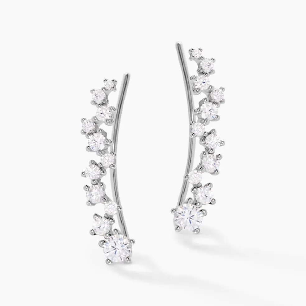 Bijoux D¿oreilles Grimpants Enza Argent Blanc Oxyde De Zirconium