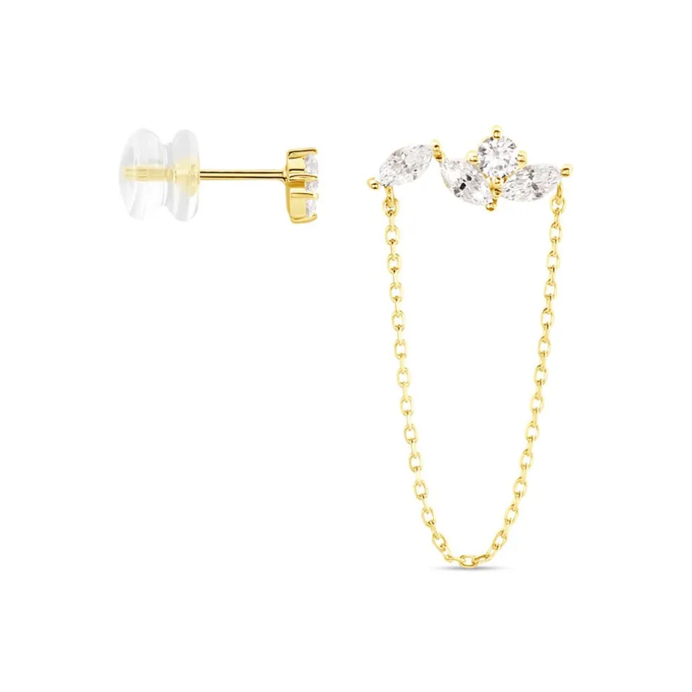 Bijoux D'oreilles Krystine Or Jaune Oxyde De Zirconium