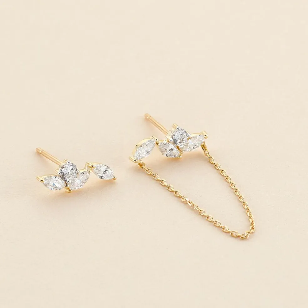 Bijoux D'oreilles Krystine Or Jaune Oxyde De Zirconium