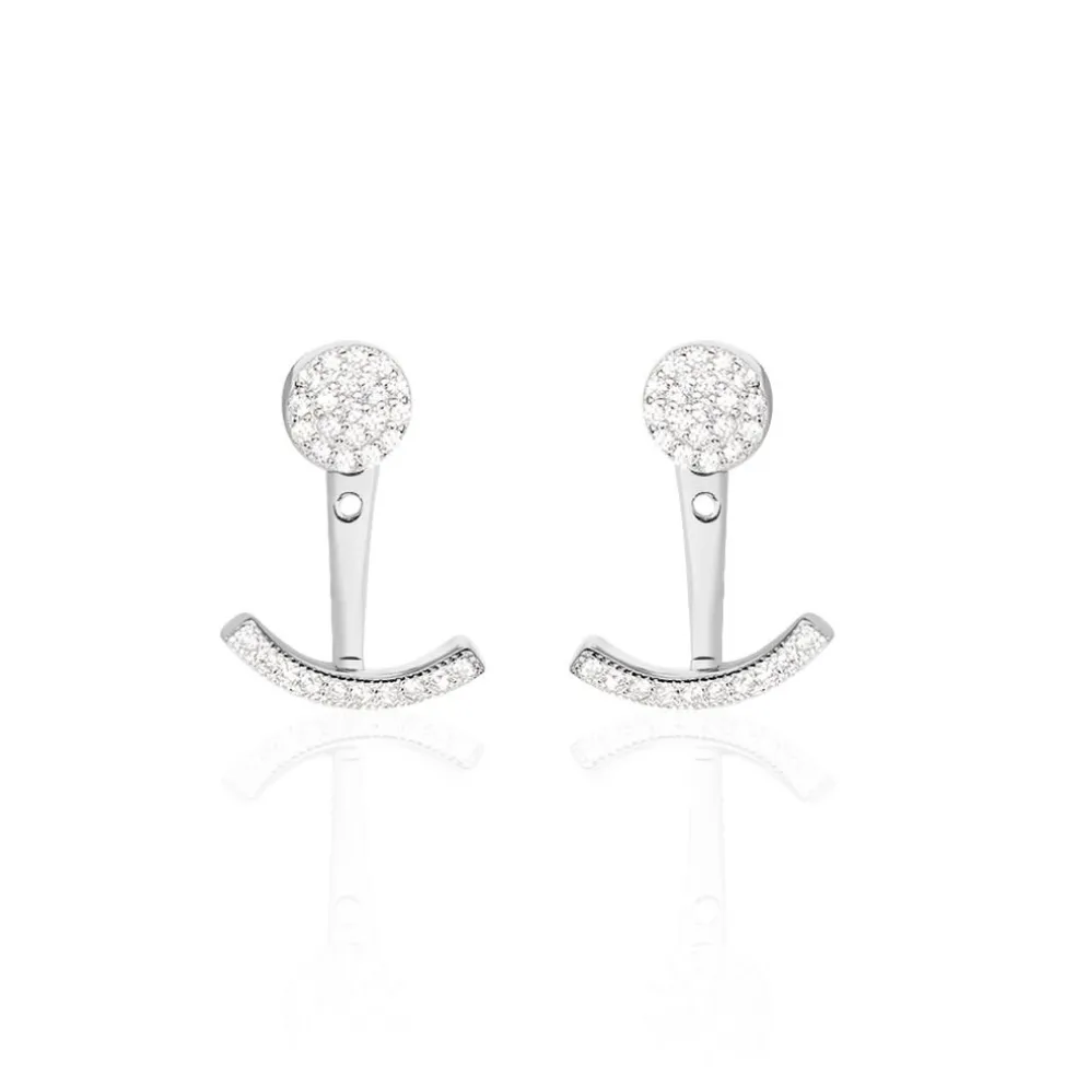 Bijoux D'oreilles Phybie Argent Blanc Oxyde De Zirconium