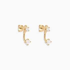 Bijoux D'oreilles Plaqué Or Dedale Oxydes De Zirconium