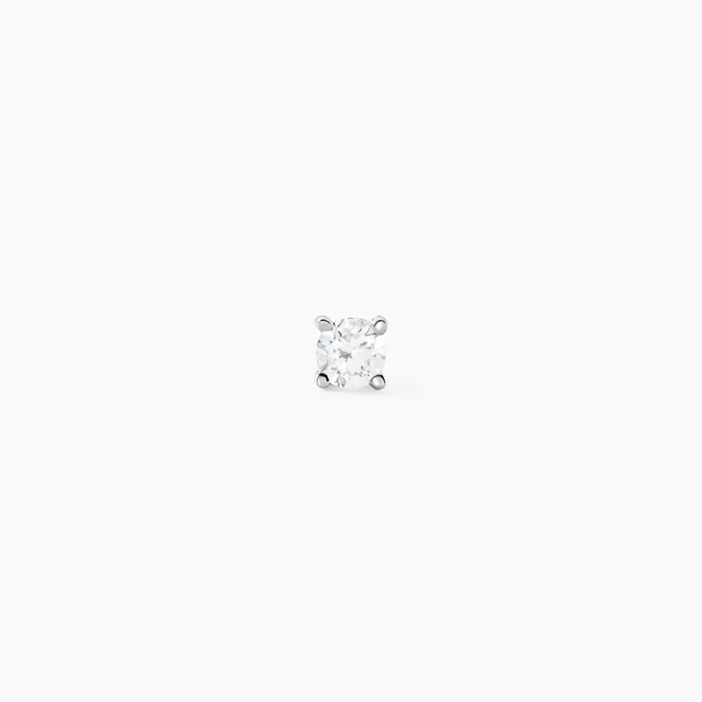 Boucle D'oreille Puce Unitaire Victoria Or Blanc Diamant