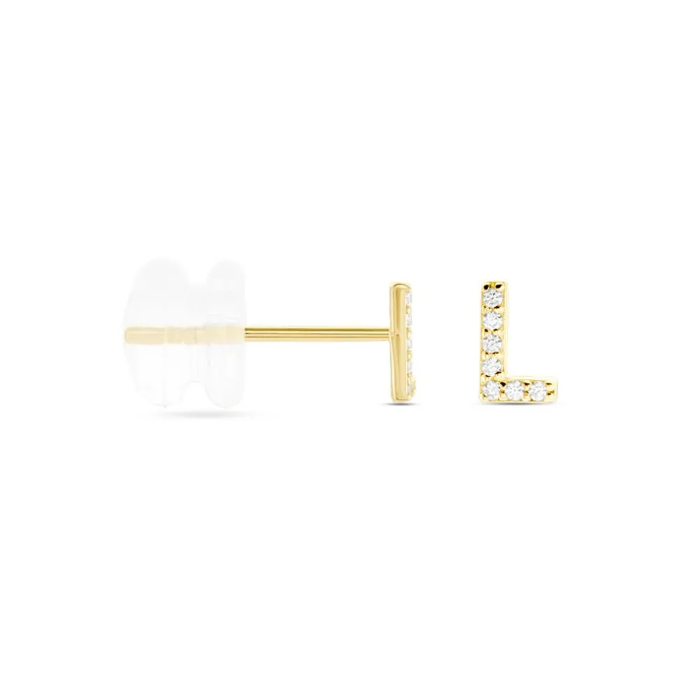 Boucle D'oreille Puce Unitaire Jodoca Or Jaune Oxyde De Zirconium