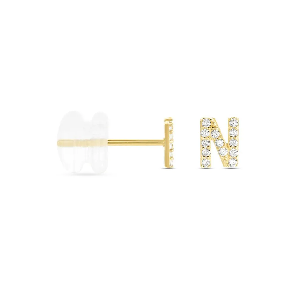 Boucle D'oreille Puce Unitaire Jodoca Or Jaune Oxyde De Zirconium