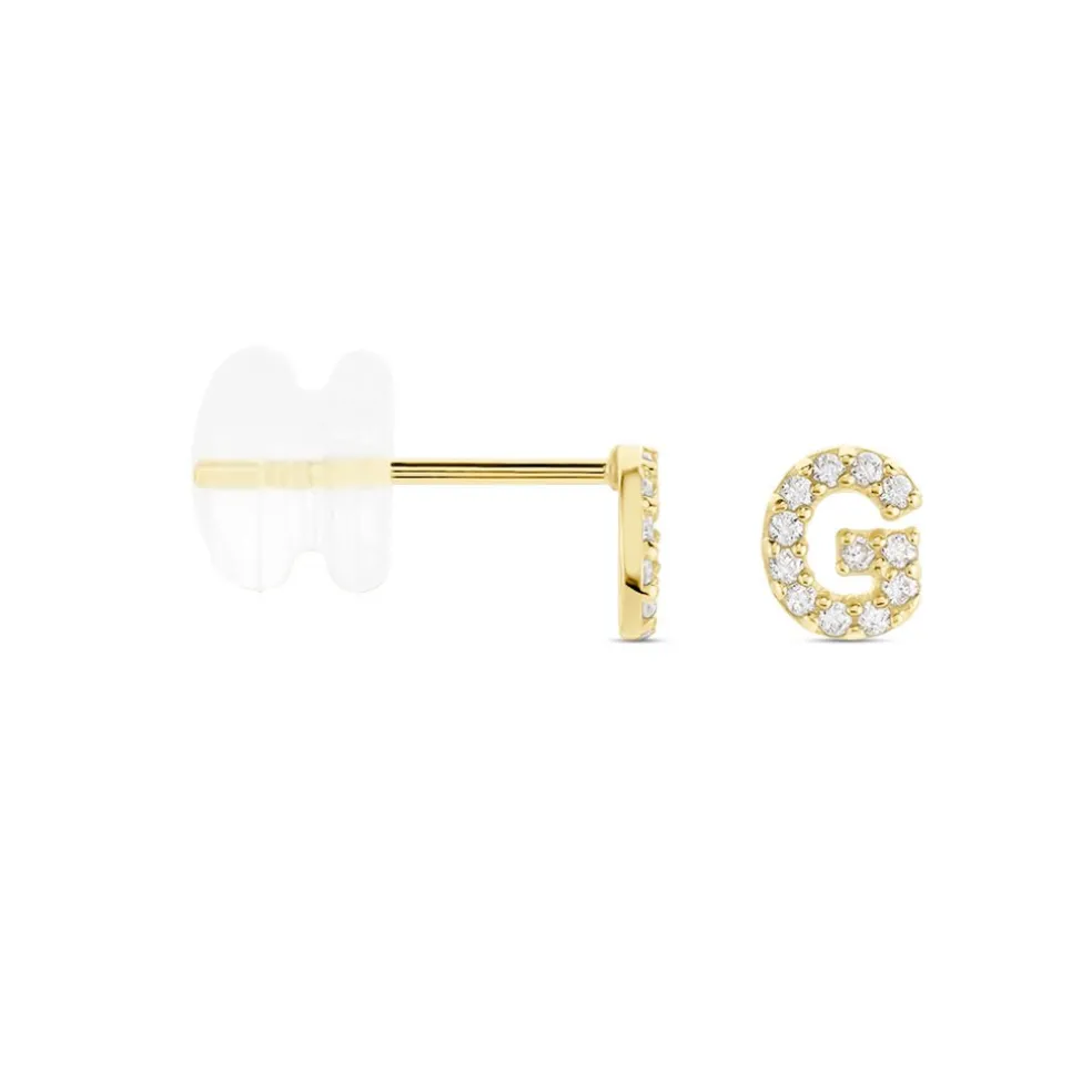 Boucle D'oreille Puce Unitaire Jodoca Or Jaune Oxyde De Zirconium