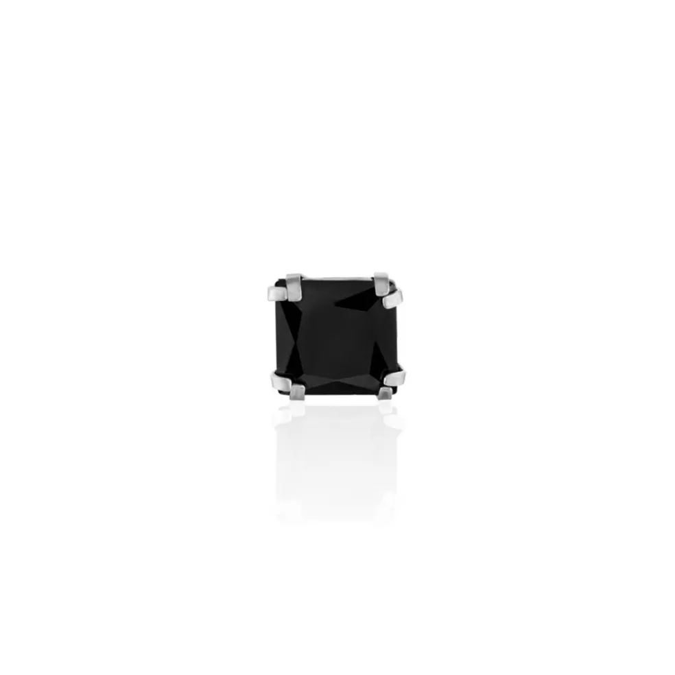 Boucle D'oreille Puce Unitaire Unitaire Or Blanc Oxyde
