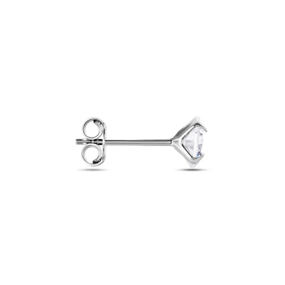 Boucle D'oreille Puce Unitaire Niels Argent Blanc Oxyde De Zirconium