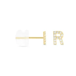 Boucle D'oreille Puce Unitaire Jodoca Or Jaune Oxyde De Zirconium
