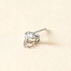 Boucle D'oreille Puce Unitaire Duane Argent Blanc Oxyde De Zirconium