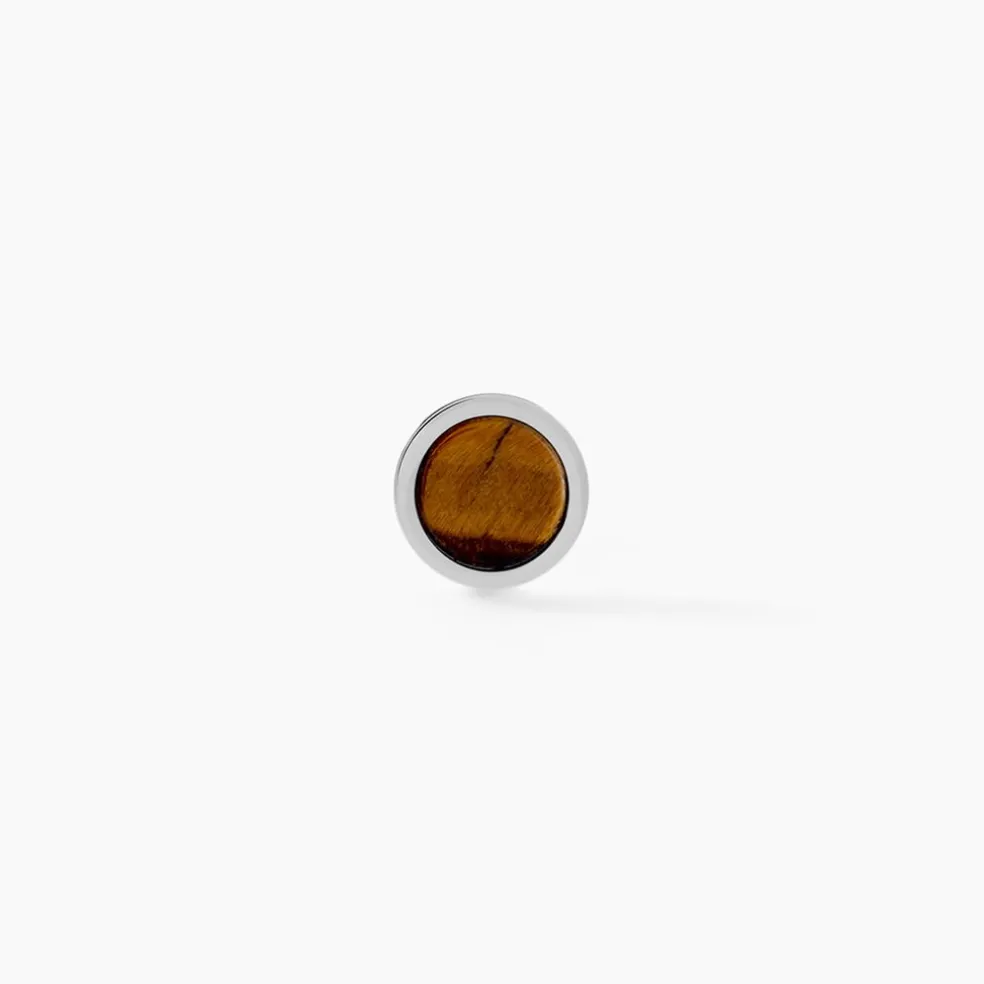 Boucle D'oreille Puce Unitaire Acier Blanc Maarten Oeilo De Tigre