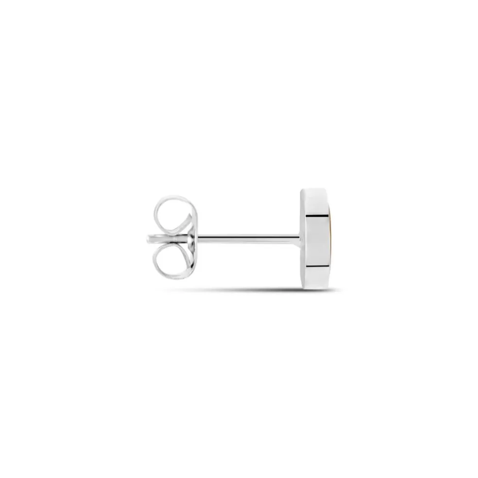 Boucle D'oreille Puce Unitaire Acier Blanc Maarten Oeilo De Tigre