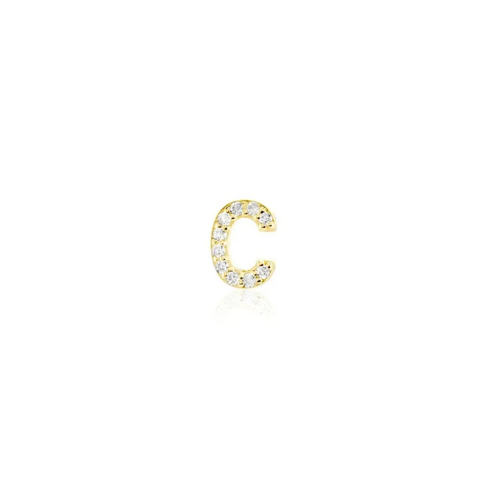 Boucle D'oreille Puce Unitaire Jodoca Or Jaune Oxyde De Zirconium