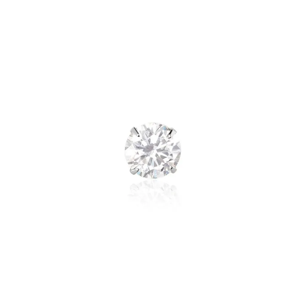 Boucle D'oreille Puce Unitaire Niels Argent Blanc Oxyde De Zirconium