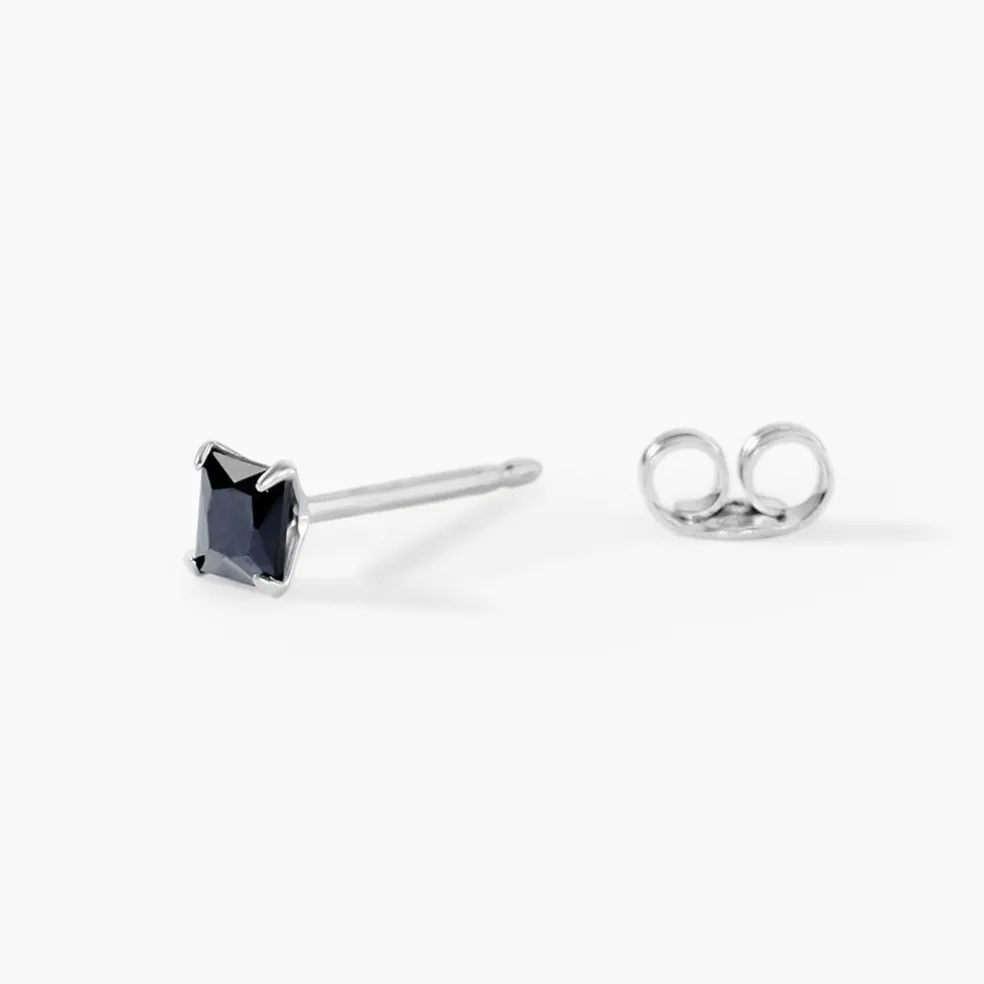 Boucle D'oreille Puce Unitaire Paco Argent Blanc Oxyde De Zirconium