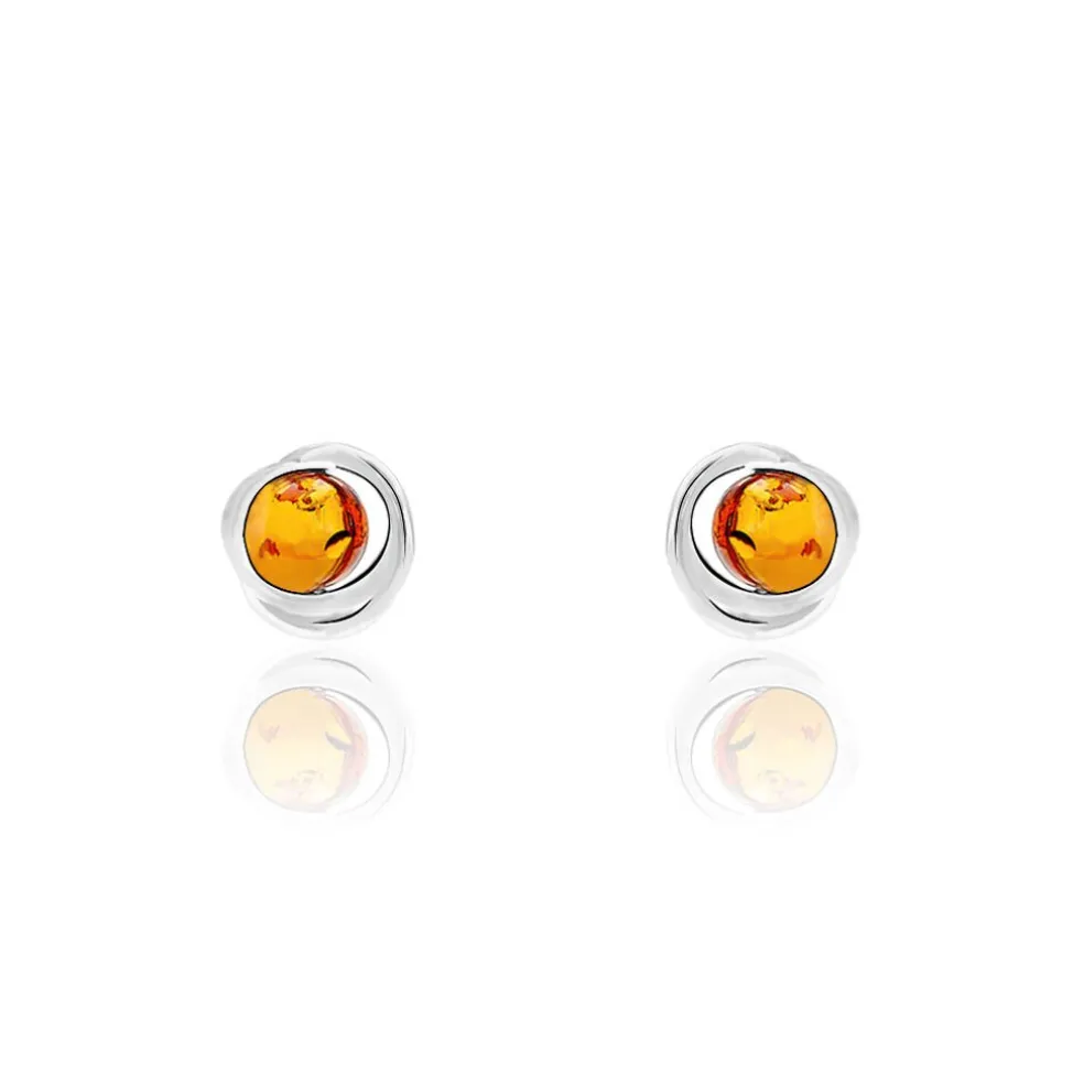 Boucles D'oreilles Argent Blanc Franjo Ambre