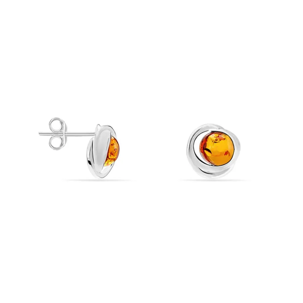 Boucles D'oreilles Argent Blanc Franjo Ambre