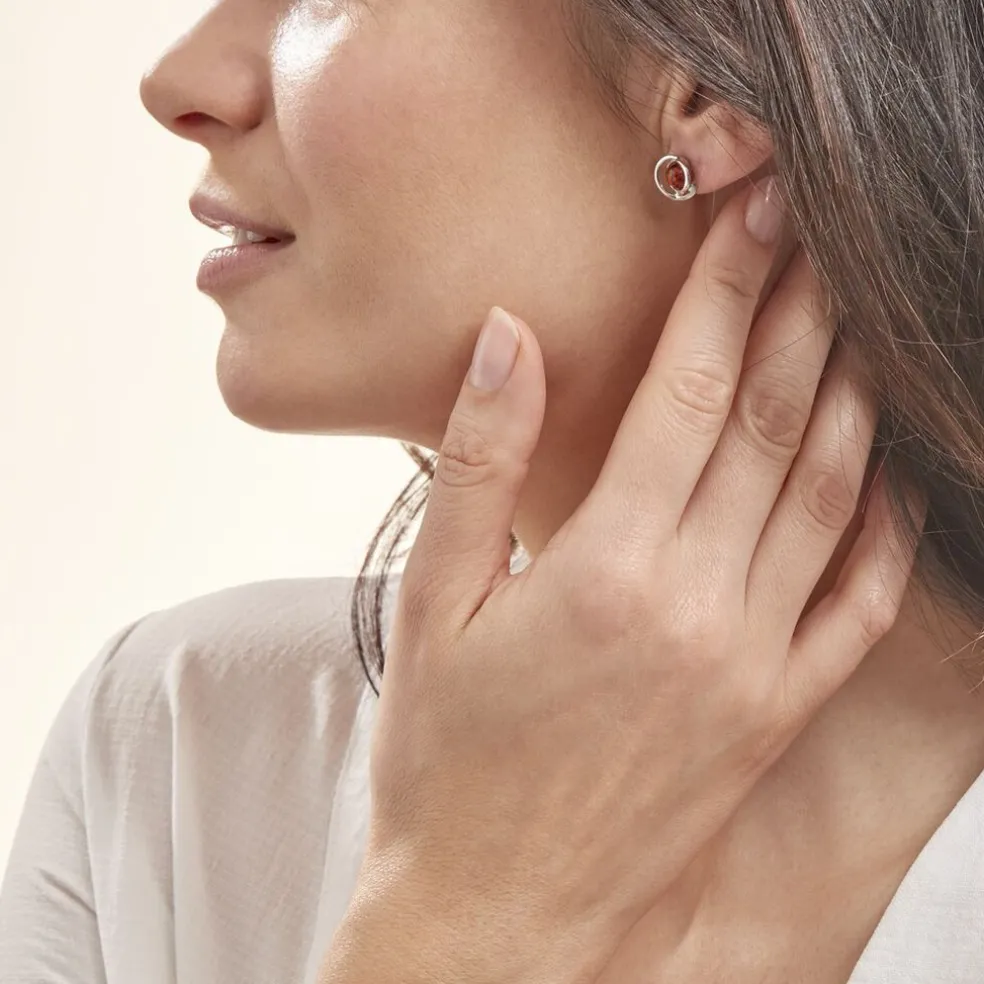 Boucles D'oreilles Argent Blanc Franjo Ambre