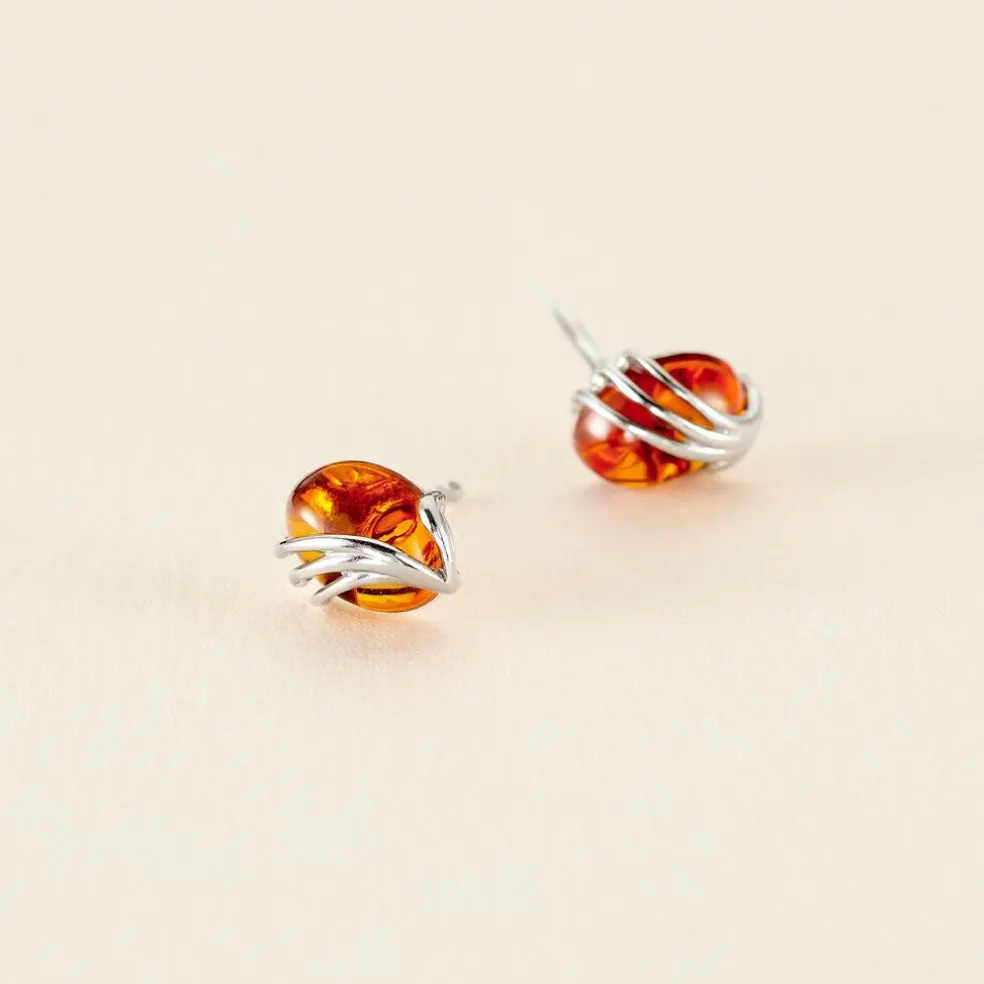 Boucles D'oreilles Argent Blanc Aleina Ambres