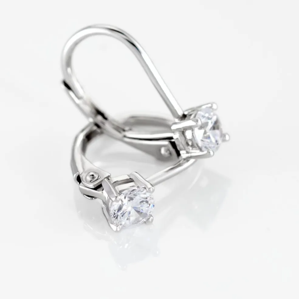Boucles D'oreilles Dormeuses Argent Blanc Viventiol Oxyde De Zirconium