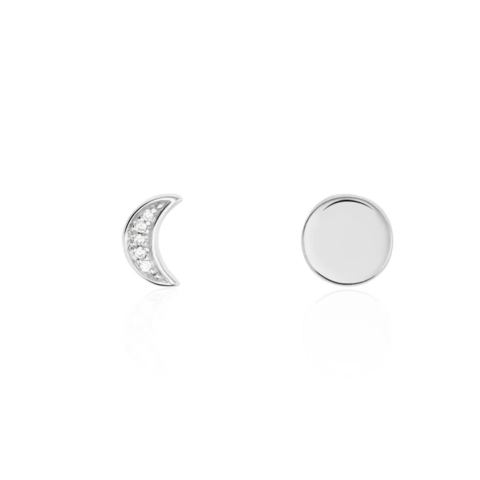 Boucles D'oreilles Dépareillées Lyana Argent Blanc Oxyde De Zirconium