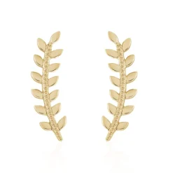 Boucles D'oreilles Grimpantes Folia Plaqué Or Jaune