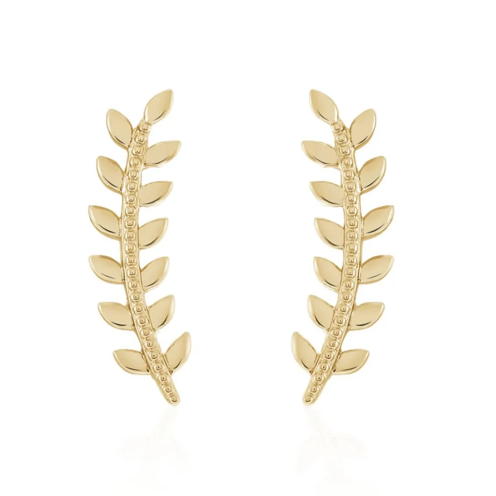 Boucles D'oreilles Grimpantes Folia Plaqué Or Jaune