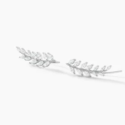 Boucles D'oreilles Grimpantes Sakira Argent Blanc Oxyde De Zirconium