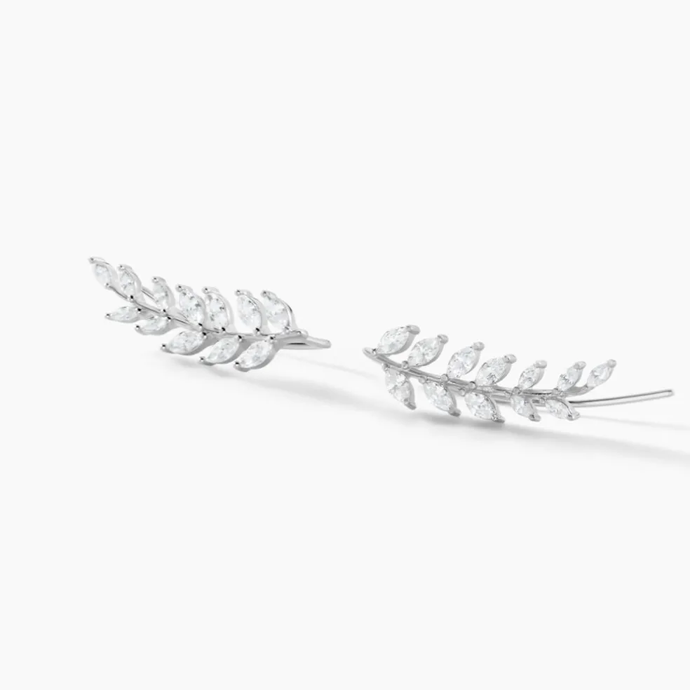 Boucles D'oreilles Grimpantes Sakira Argent Blanc Oxyde De Zirconium