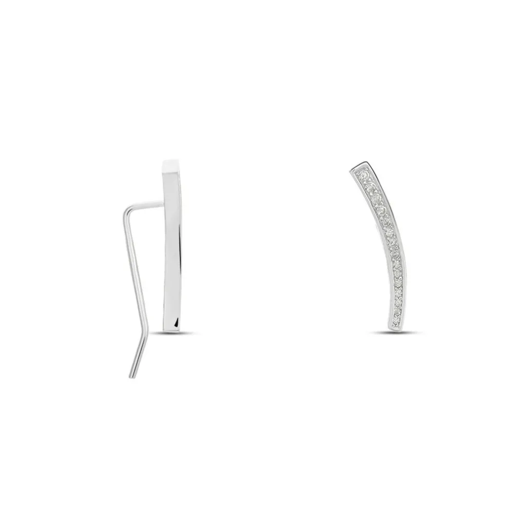 Boucles D'oreilles Grimpantes Argent Blanc Solvic Oxydes De Zirconium