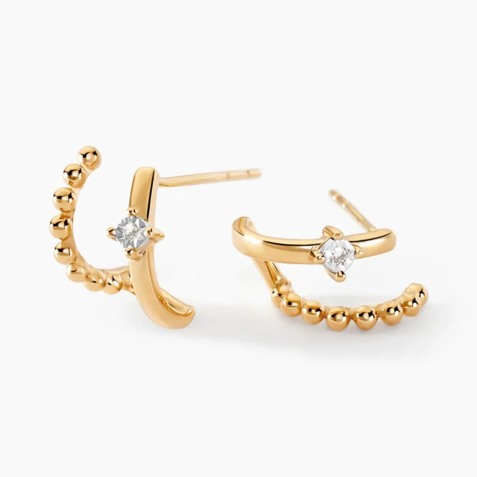 Boucles D'oreilles Pearly Effect Or Jaune Diamant