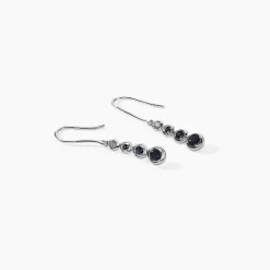 Boucles D'oreilles Pendantes Josephine Or Blanc Saphir Et Diamant
