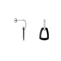 Boucles D'oreilles Pendantes Ezra Argent Blanc Céramique Et Oxyde