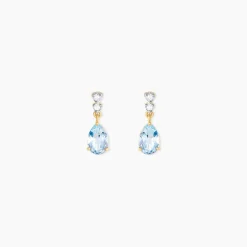 Boucles D'Oreilles Pendantes Zuleika Or Jaune Topaze Oxyde De Zirconium